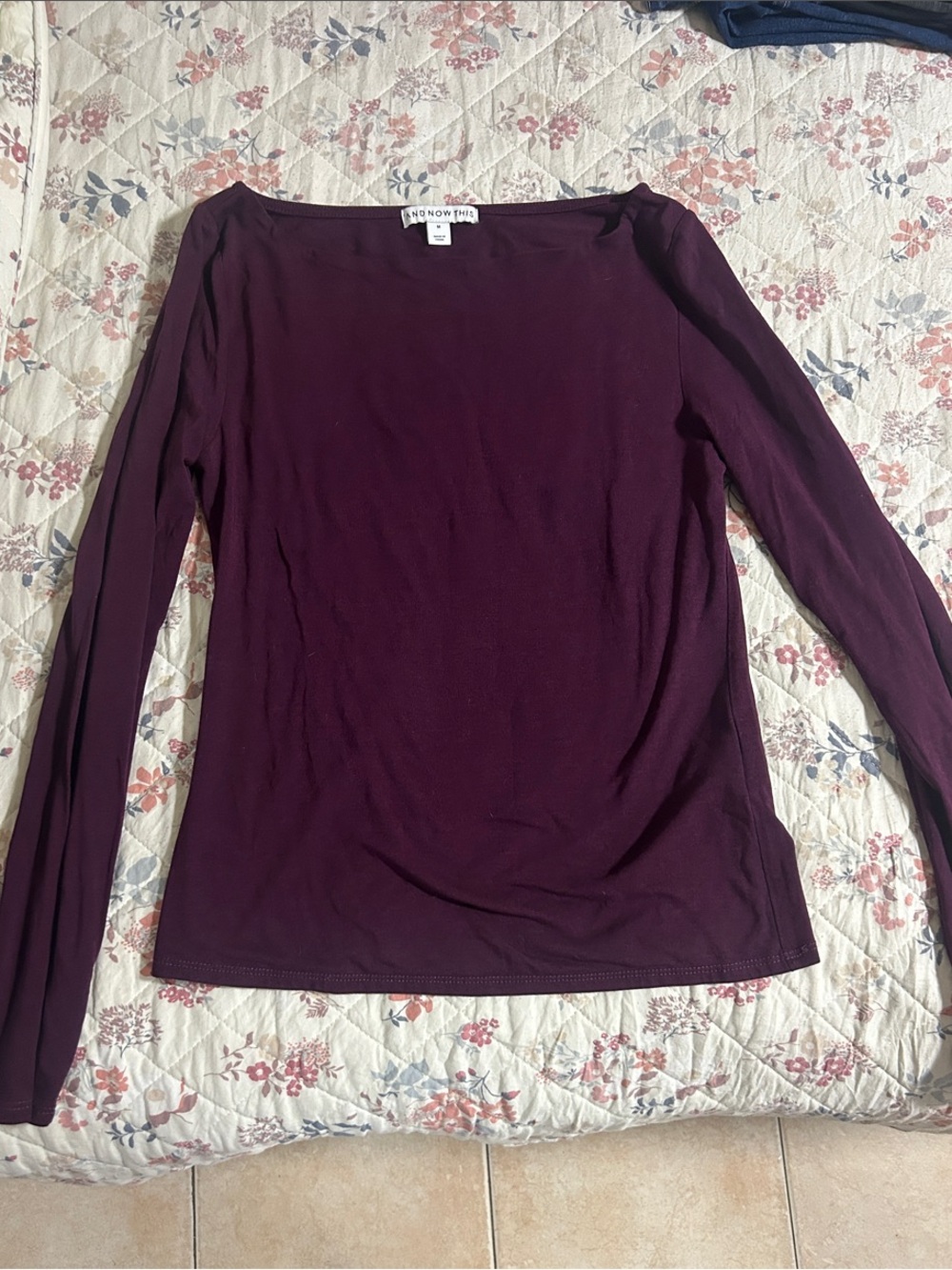 Eileen Fisher Long-Sleeve Scoop Neck Top in Plum
